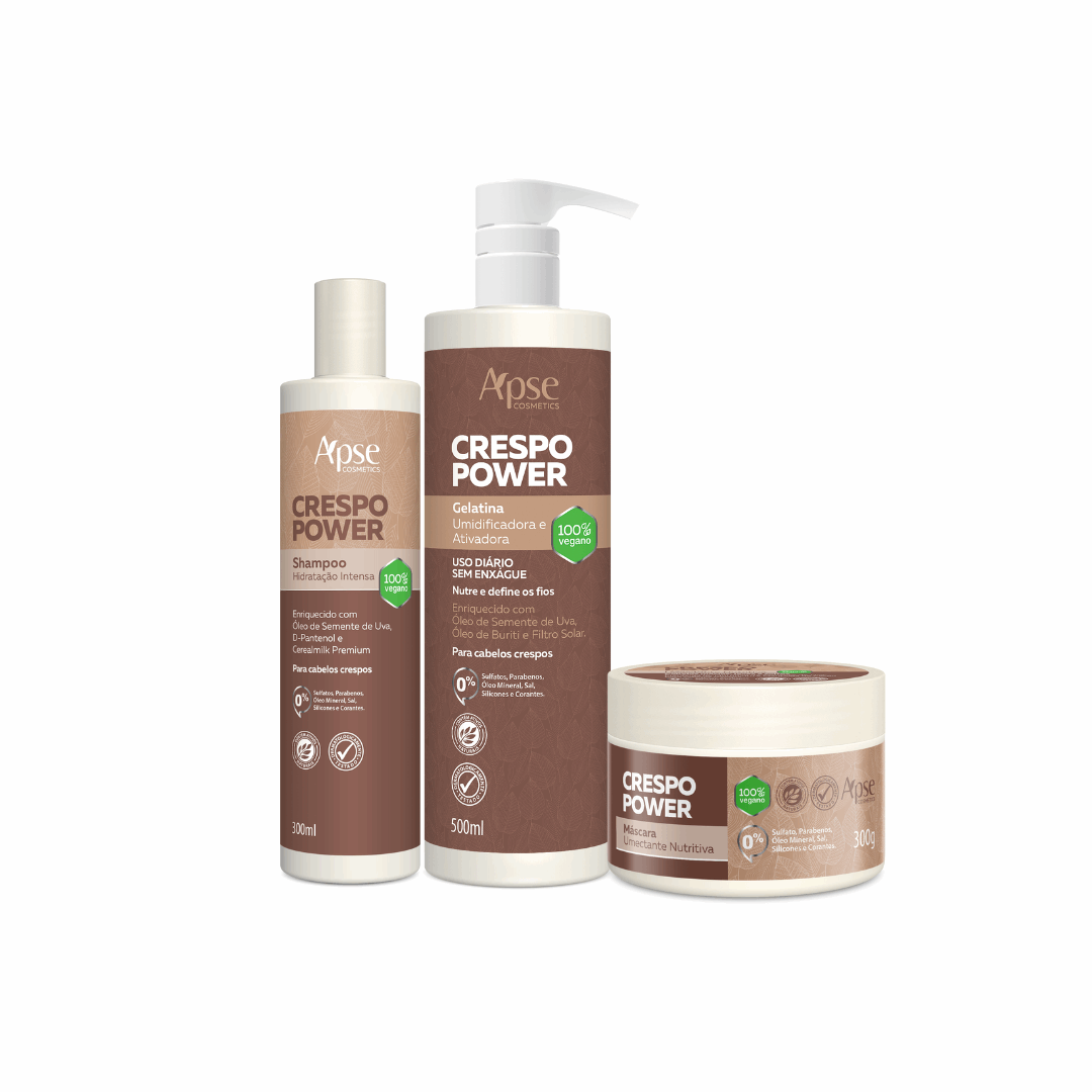 Kit Crespo Power - Shampo, Máscara e Gelatina (3 itens) – Apice Cosmeticos