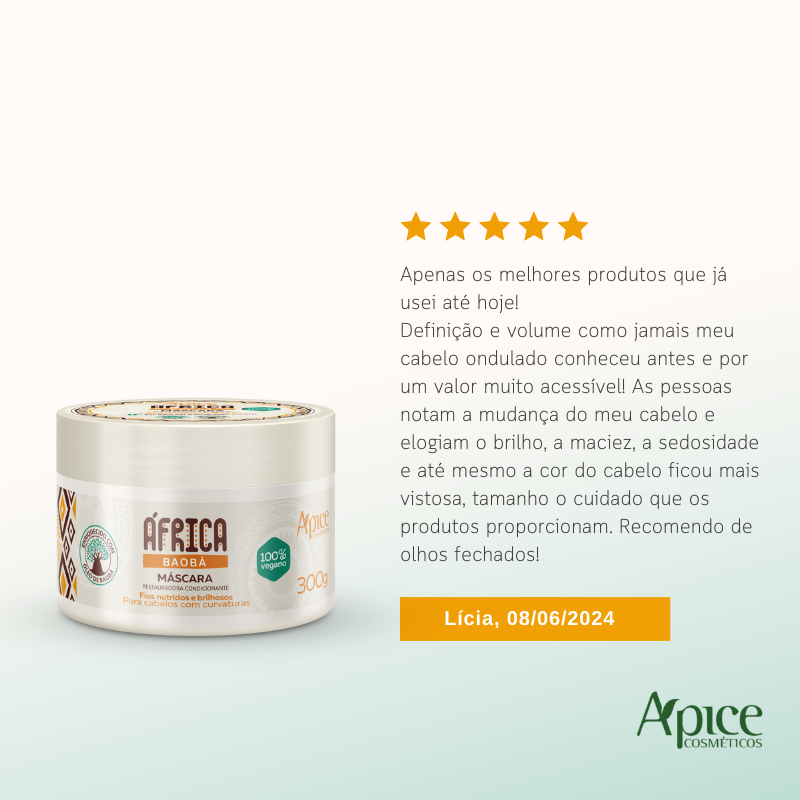 Kit África Baobá - Shampoo, Condicionador, Gelatina, Máscara e Creme de Pentear (5 ITENS)