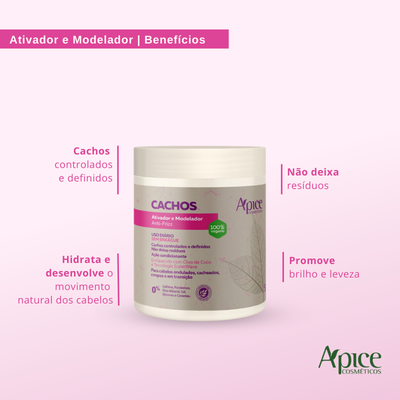 Kit Ativador e Modelador Cachos, Gelatina Ativadora Cachos e Acqua Cream (3 itens)