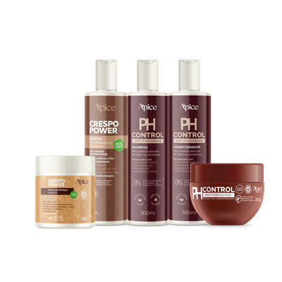 Kit Ph Control - Shampoo, Condicionador, Máscára, Creme de Pentear e Gelatina (5 itens)