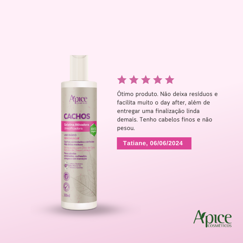 Kit Gelatina Ativadora Cachos, Mousse Cachos e Rimel Anti-frizz (3 itens)