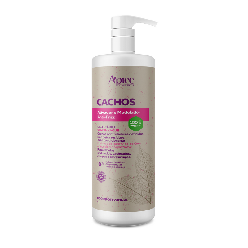 Ativador e Modelador Anti-Frizz Cachos 1000 ml - No Poo / Low Poo - Ação Condicionante