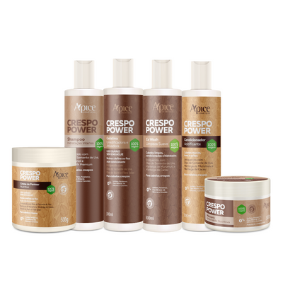 Kit Crespo Power - Shampoo, Co Wash, Condicionador, Gelatina, Máscara e Creme de Pentear (6 ITENS)