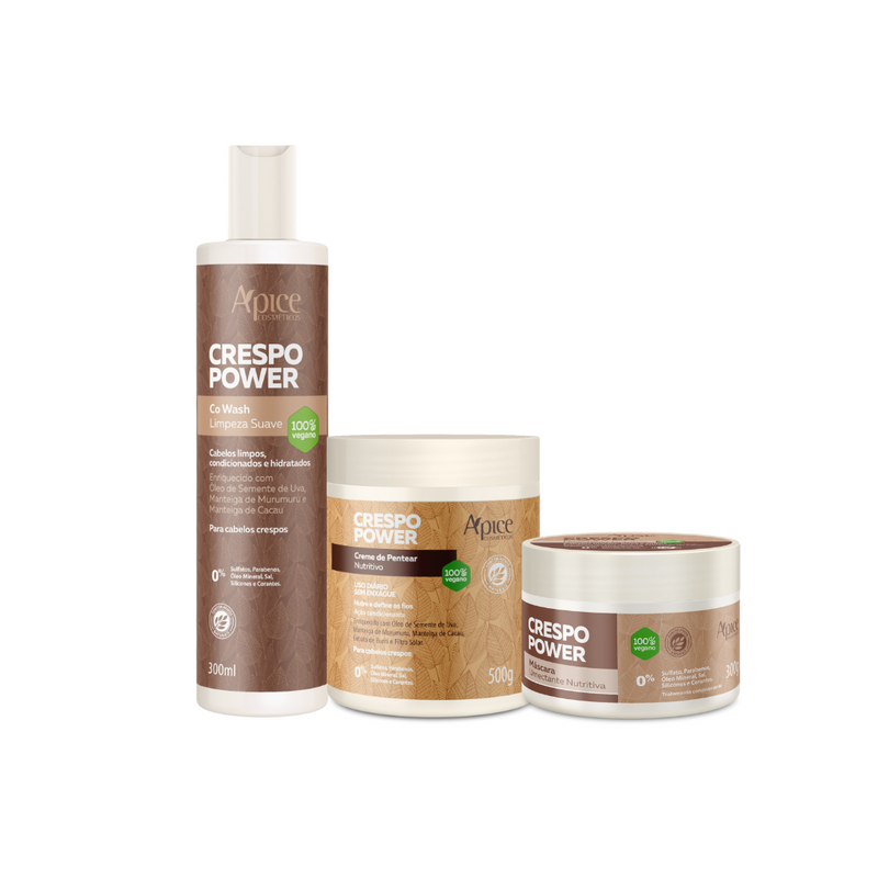 Kit Crespo Power - Co Wash, Máscara e Creme de Pentear (3 itens)