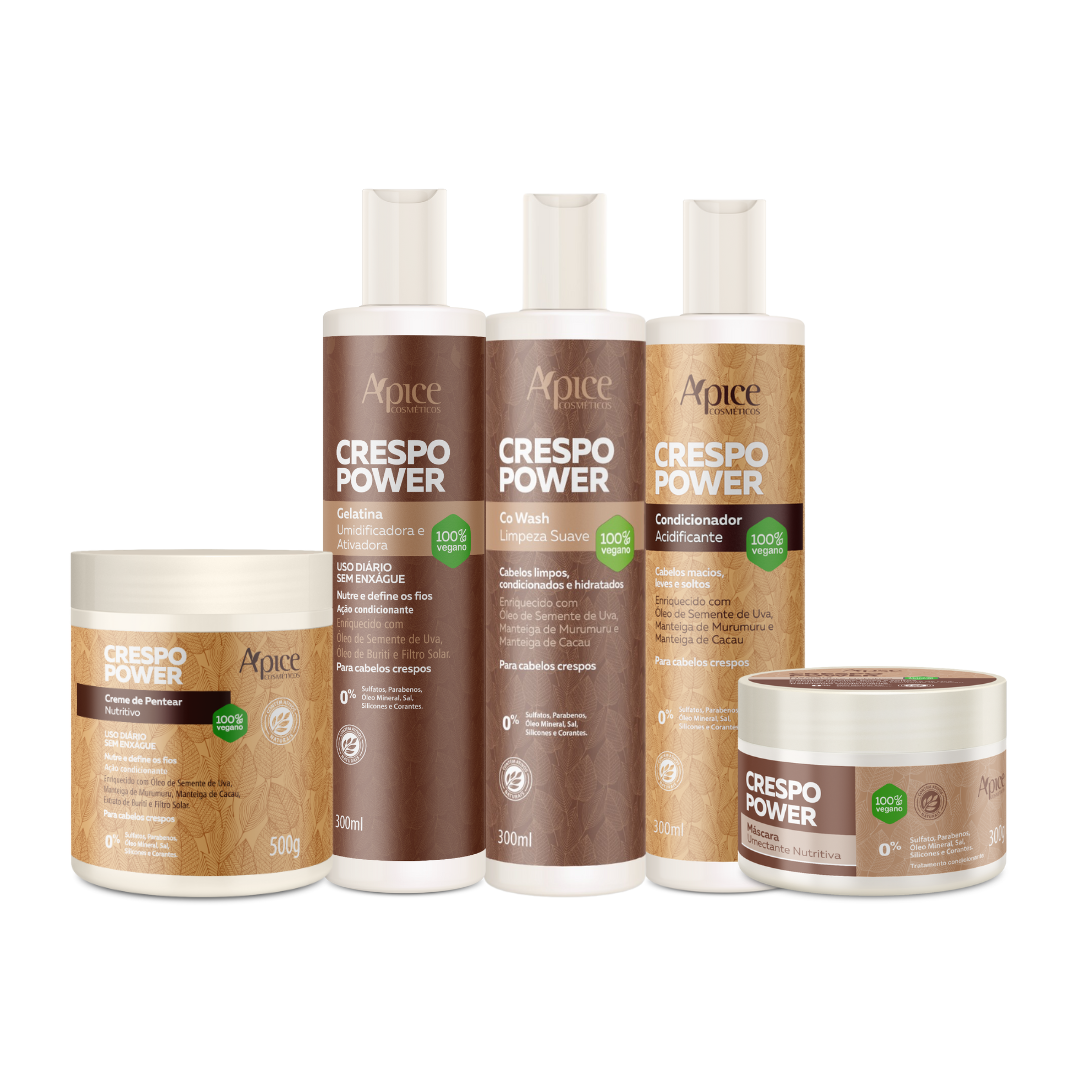 Kit Crespo Power - Co Wash, Condicionador, Gelatina, Máscara e Creme de Pentear (5 ITENS)