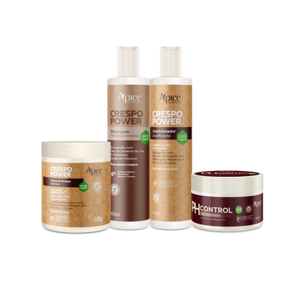 Kit Crespo PH - Shampoo, Condicionador, PH Control e Creme de Pentear (4 ITENS)