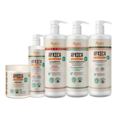 Kitão África Baobá - Shampoo, Condicionador, Gelatina, Máscara e Creme de Pentear (5 ITENS)