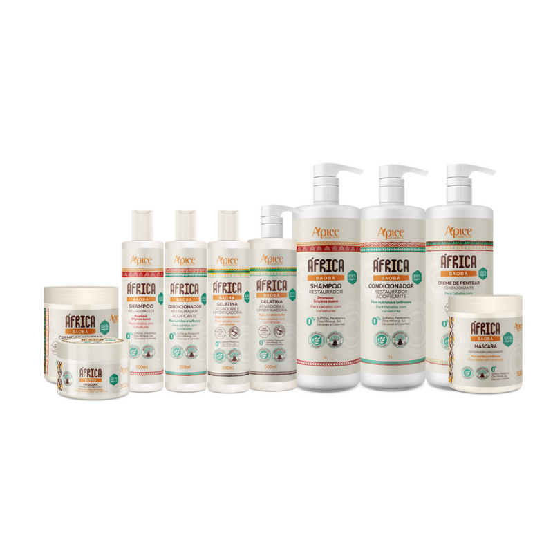 Kitão África Baobá - Shampoo, Condicionador, Gelatina, Creme de Pentear e Máscara - todos os tamanhos