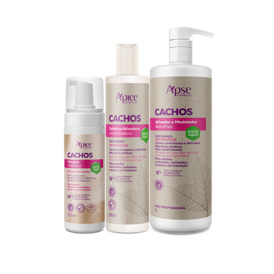 Kit Cachos Finalizadores - Mousse, Ativador e Gelatina (3 itens)