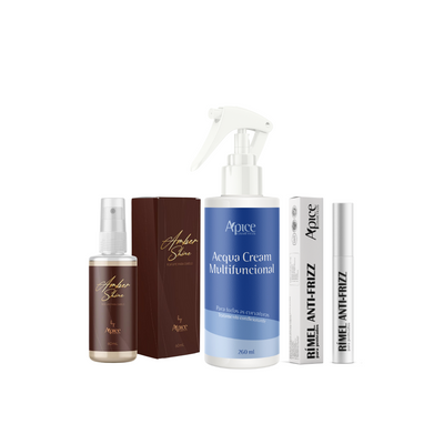 Kit Perfume Amber Shine, Rímel Anti-frizz e Acqua Cream (3 itens)