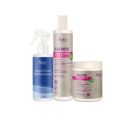 Kit Ativador e Modelador Cachos, Gelatina Ativadora Cachos e Acqua Cream (3 itens)