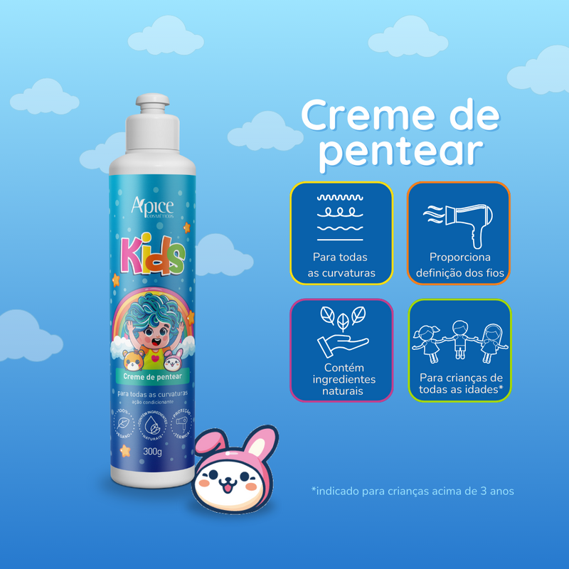 Creme de Pentear KIDS 300g - No Poo / Low Poo - Ação Condicionante