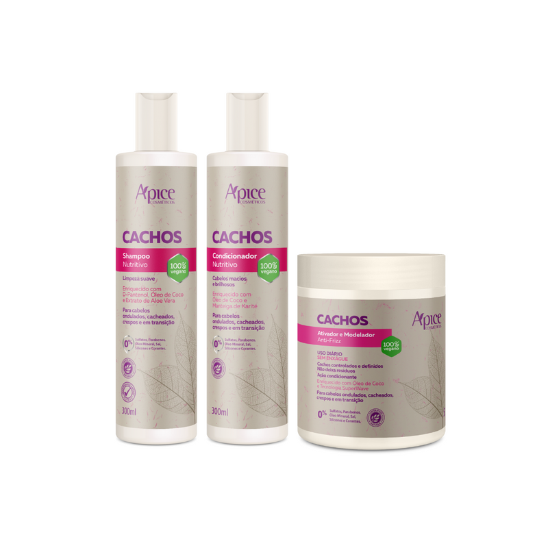 Kit Cachos - Shampoo, Condicionador e Ativador (3 ITENS)