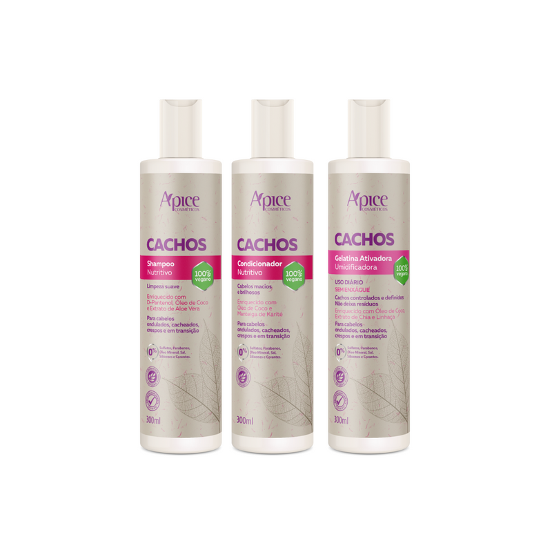 Kit Cachos - Shampoo, Condicionador e Gelatina (3 ITENS)