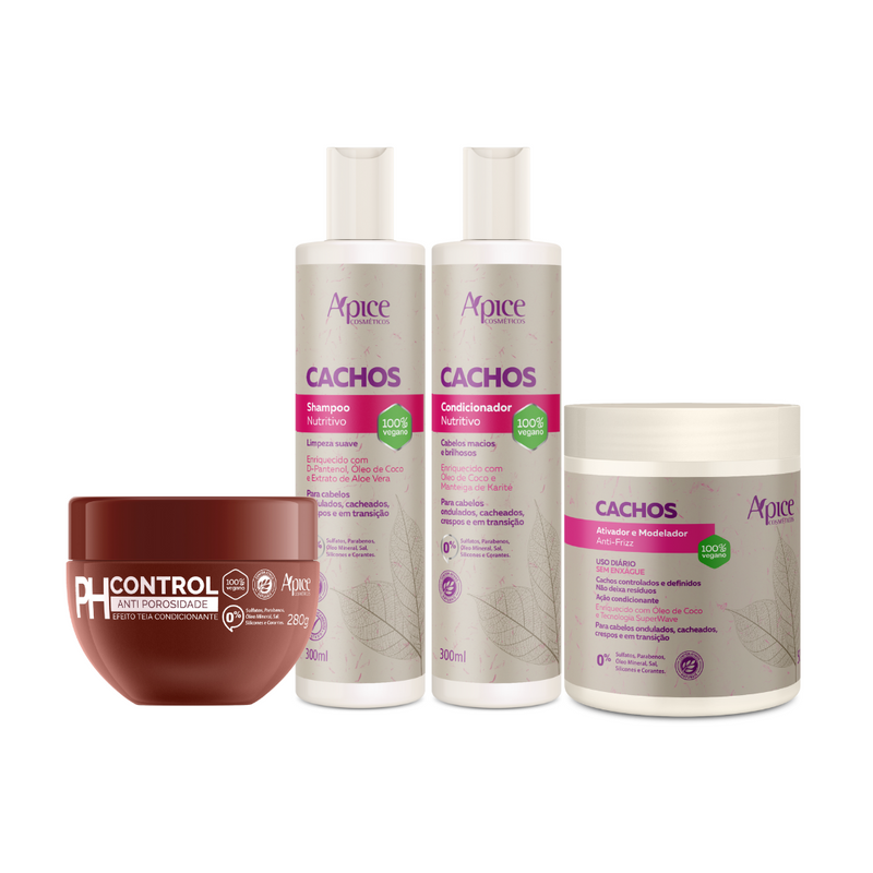 Kit Cachos PH - Shampoo, Condicionador, PH Control e Ativador (4 ITENS)